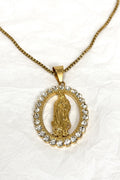 Colar Medalha de Nossa Senhora em Aço com Cristais - lavishiochicColareslavishiochic