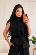 Colete com cintura ajustável e renda - lavishiochiccoletelavishiochic