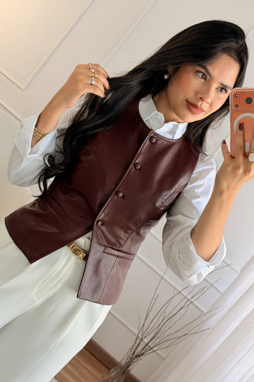 Colete em pele de pêssego DROLE DE COPINE - lavishiochiccoleteDrole de copine Paris