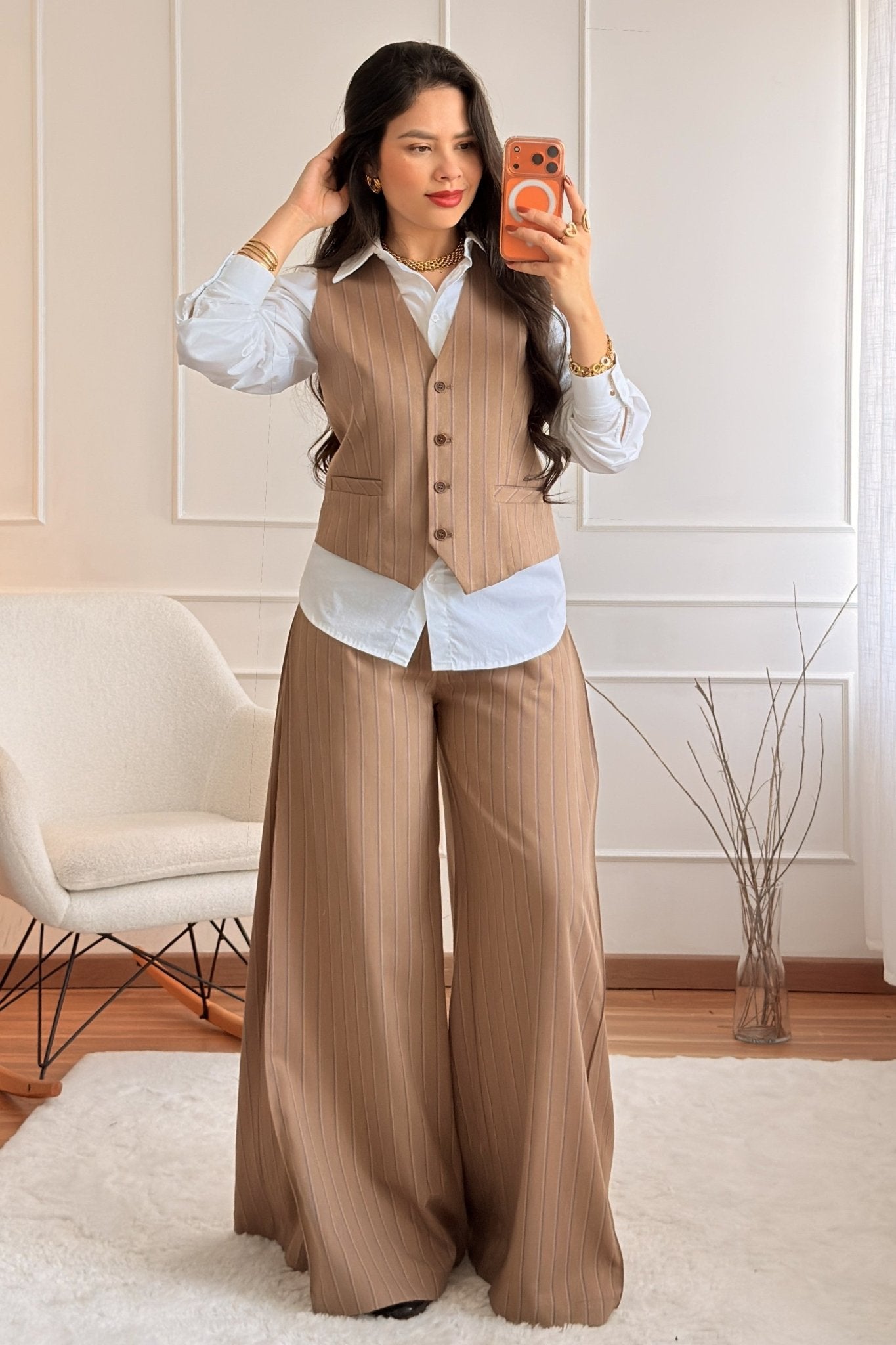 Colete tecido risca - de - giz LUMINA - lavishiochiccoletelumina