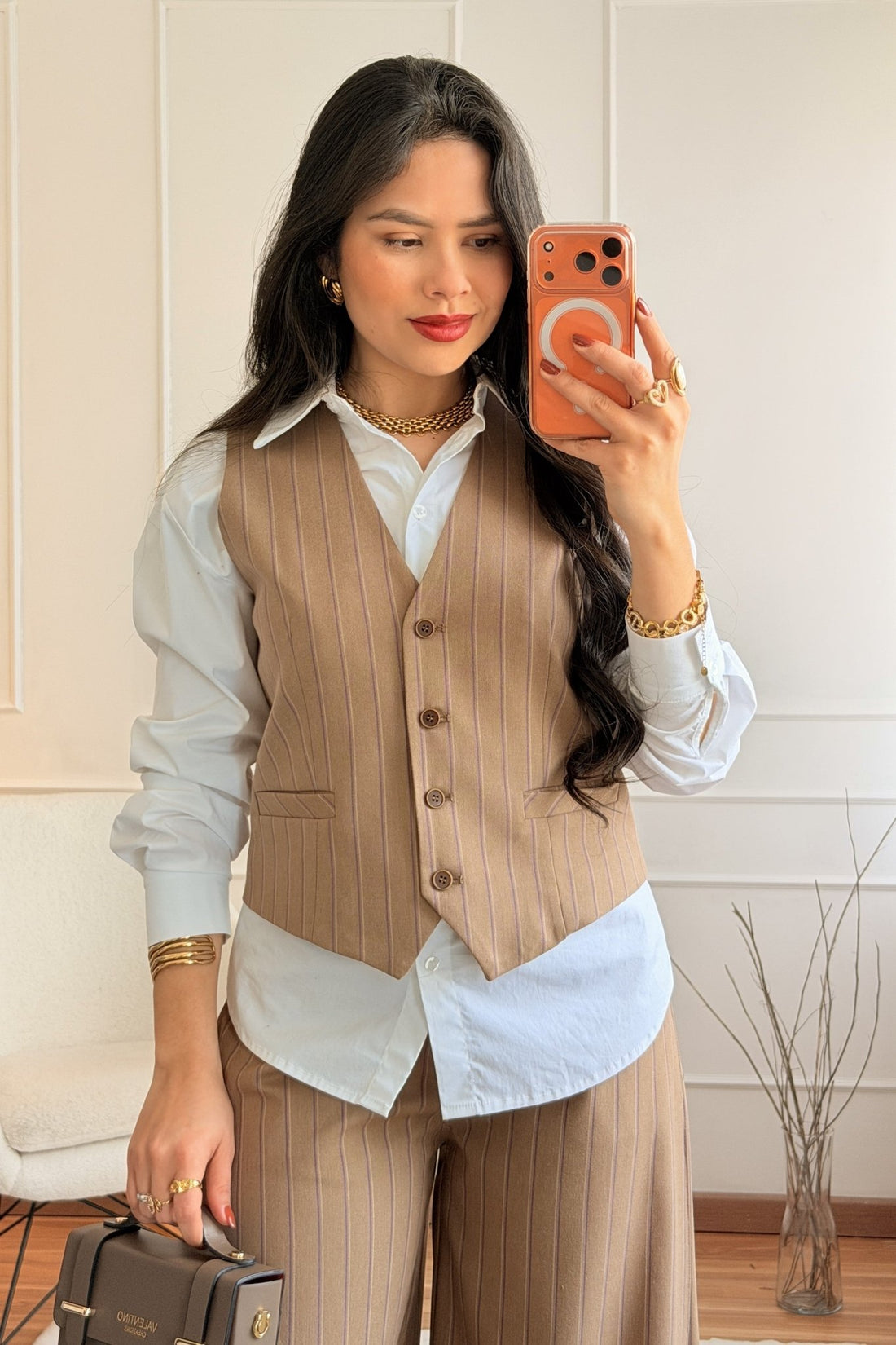 Colete tecido risca - de - giz LUMINA - lavishiochiccoletelumina