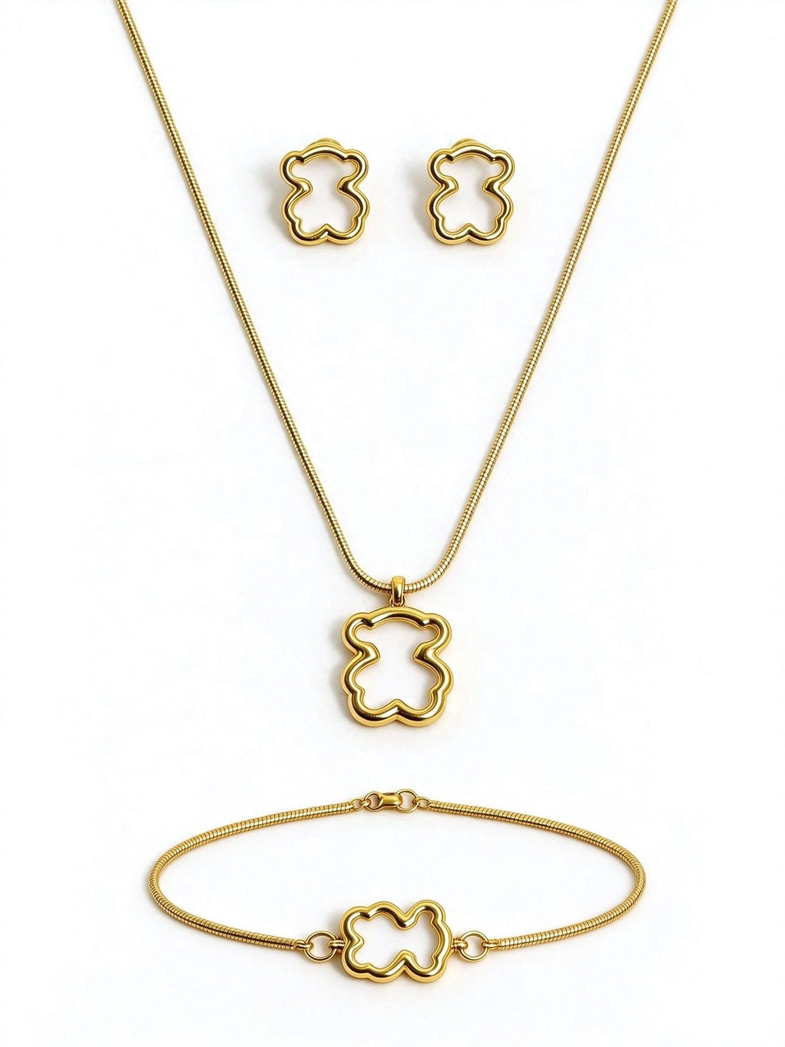 Conjunto 3 peças urso recortado - lavishiochicacessóriolavishiochic