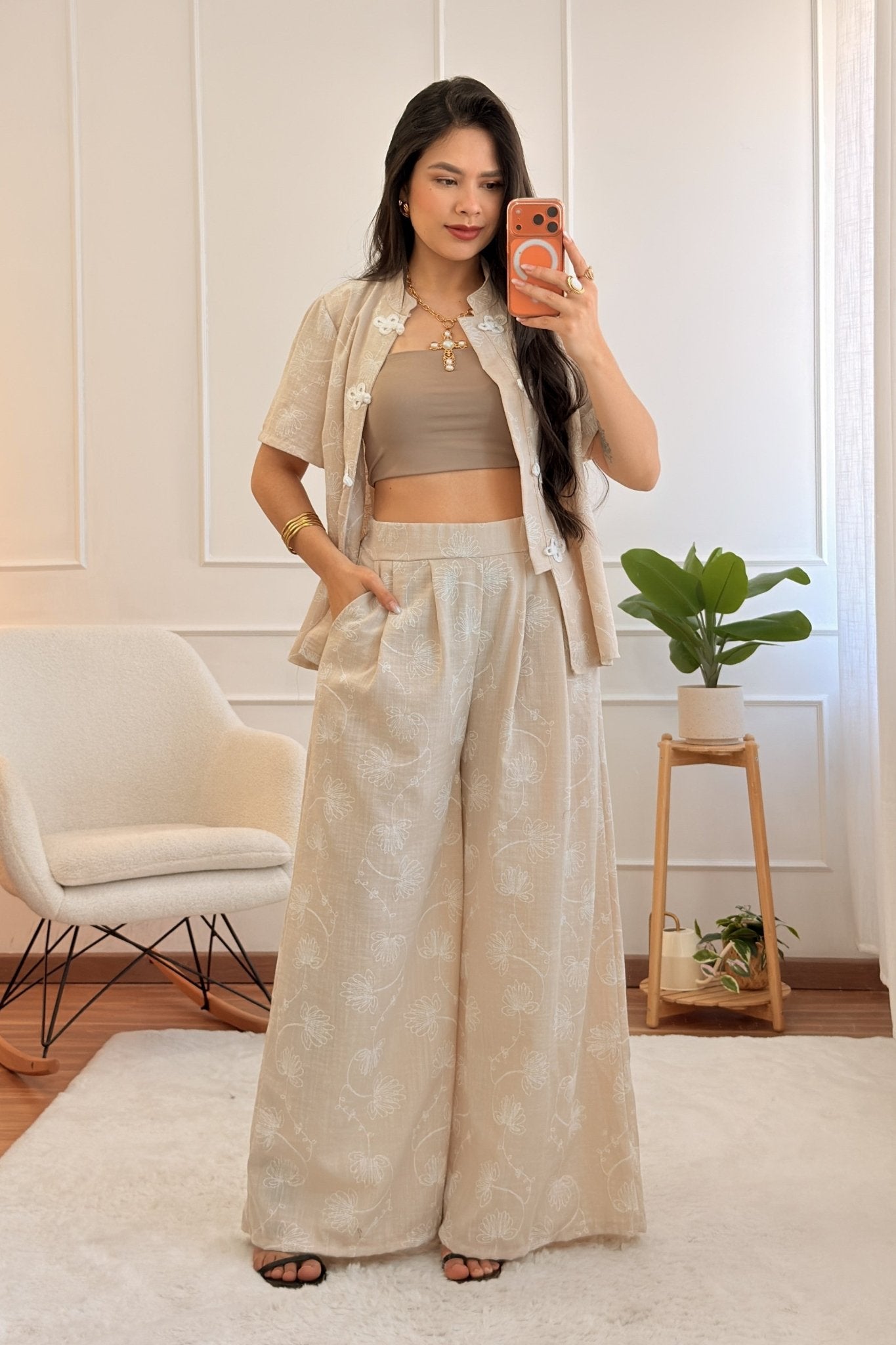 Conjunto bordado de camisa e calça - lavishiochicconjuntolavishiochic