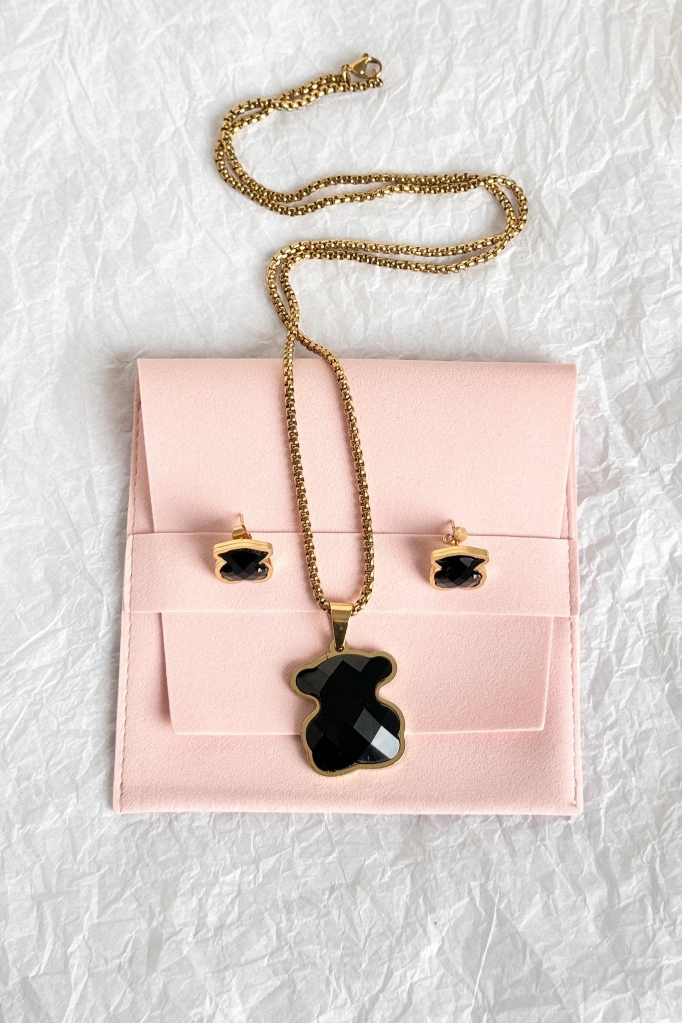 Conjunto brincos + colar de urso - lavishiochicconjuntolavishiochic