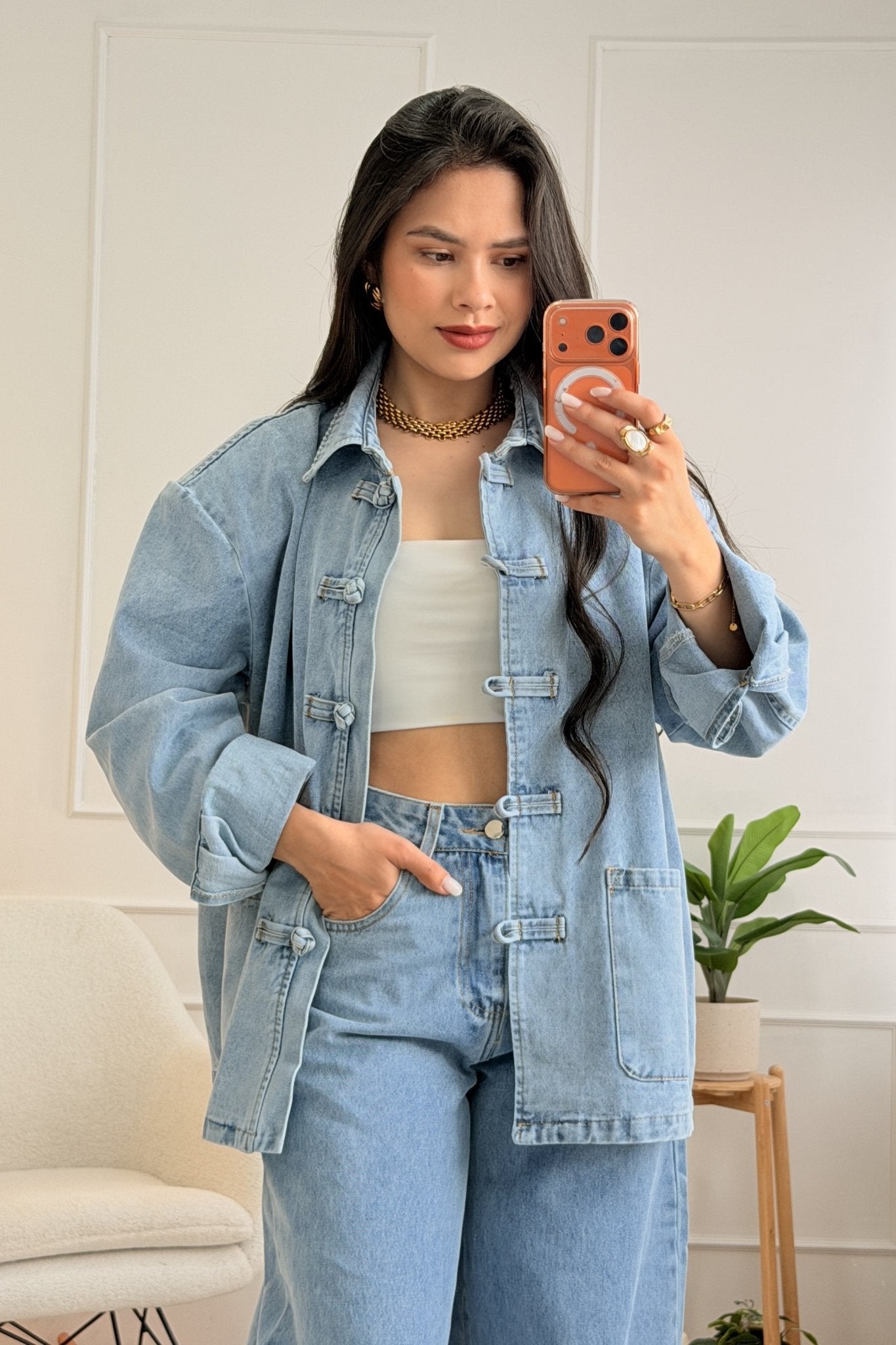 Conjunto casaco e calça de ganga MOCHY - lavishiochicconjuntoMochy
