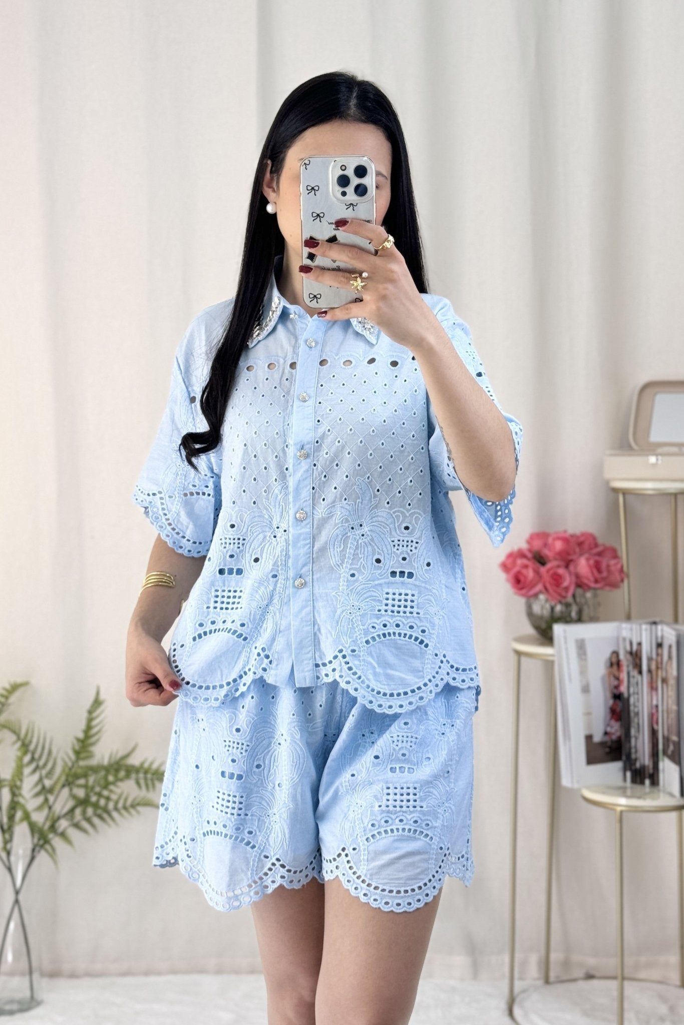 Conjunto colarinho strass AZAKA - lavishiochicconjuntoAZAKA