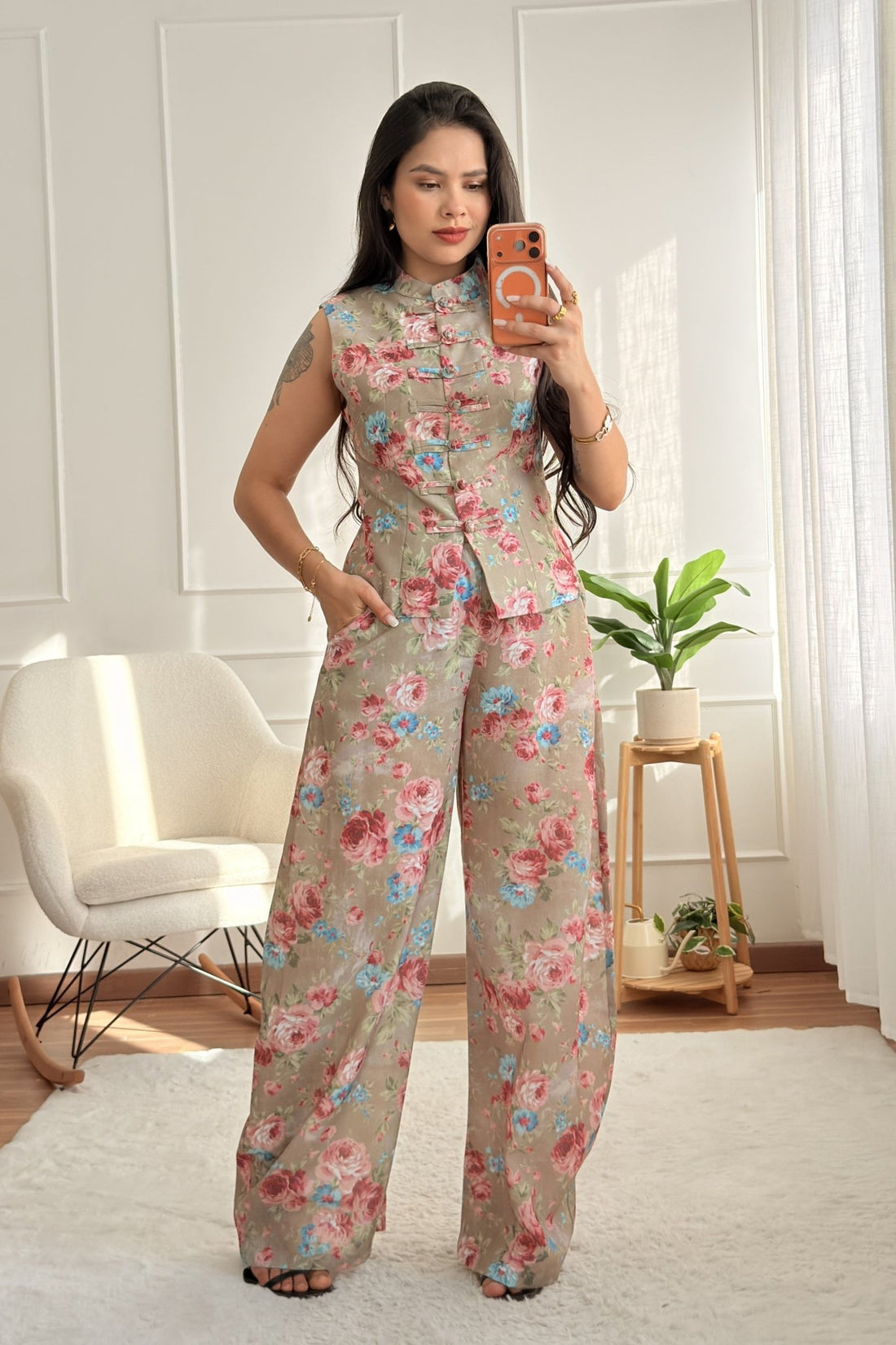 Conjunto coletee calça 100% linho MOCHY - lavishiochicconjuntoMochy