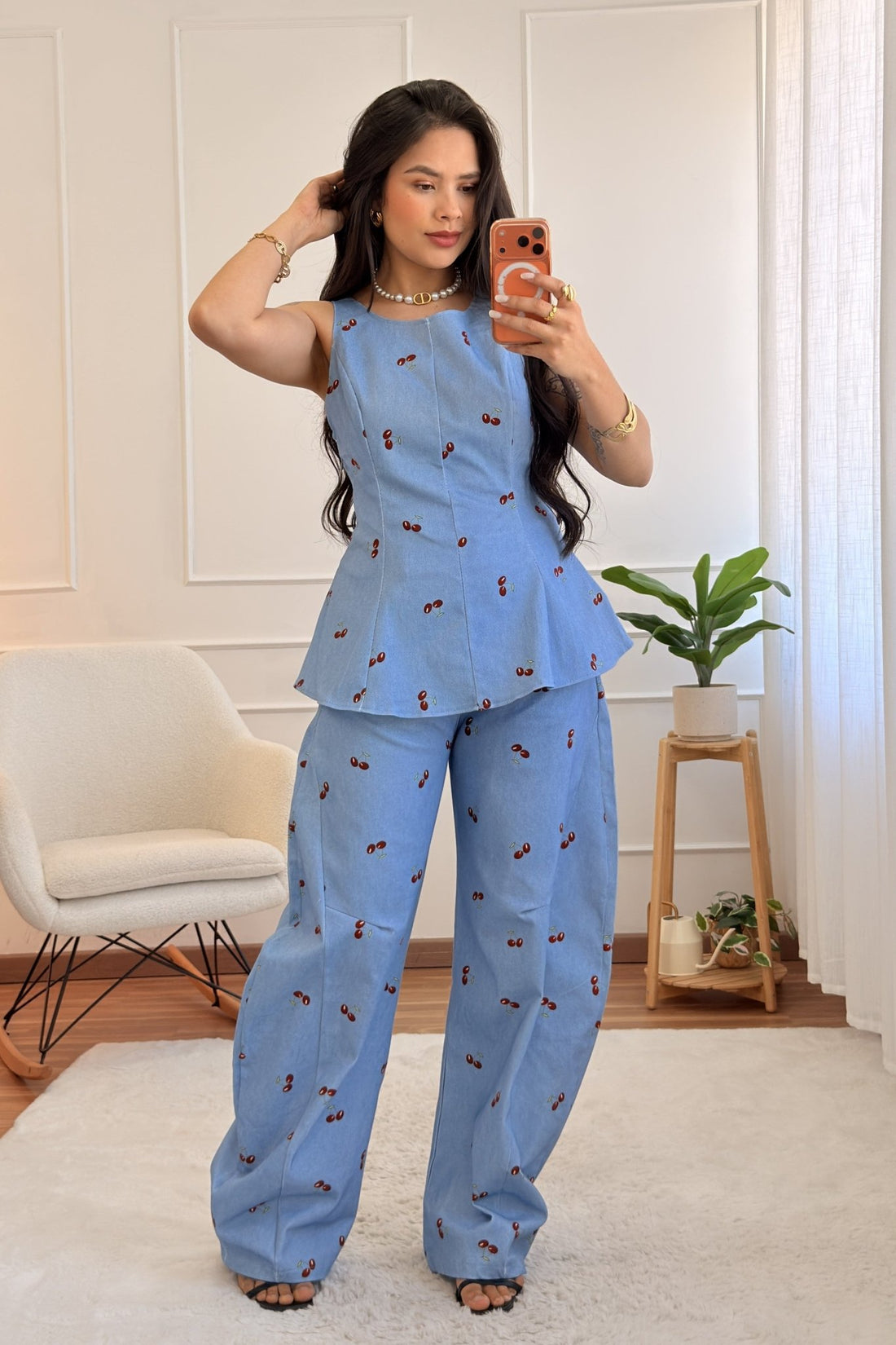 Conjunto com estampa de cerejas - lavishiochicconjuntolavishiochic