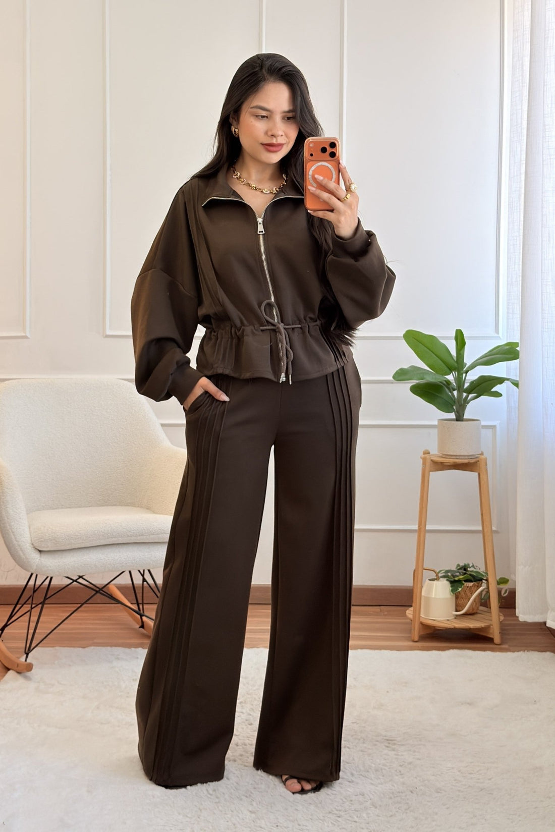 Conjunto de casaco e calça pantalona - lavishiochicconjuntolavishiochic