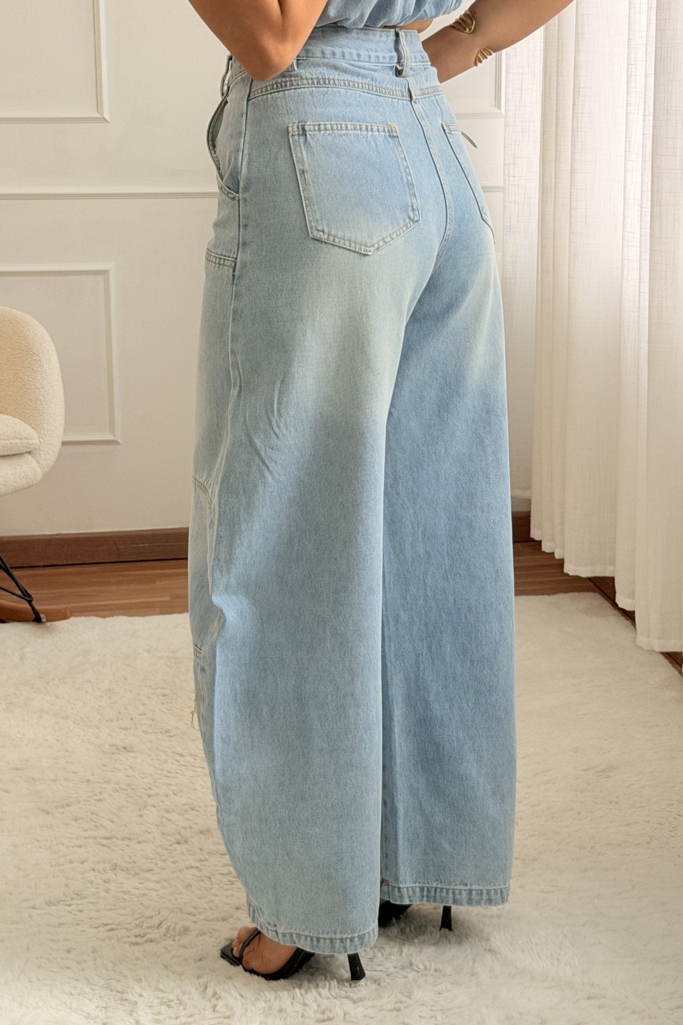 Conjunto de colete e calça de ganga MOCHY - lavishiochicconjuntoMochy
