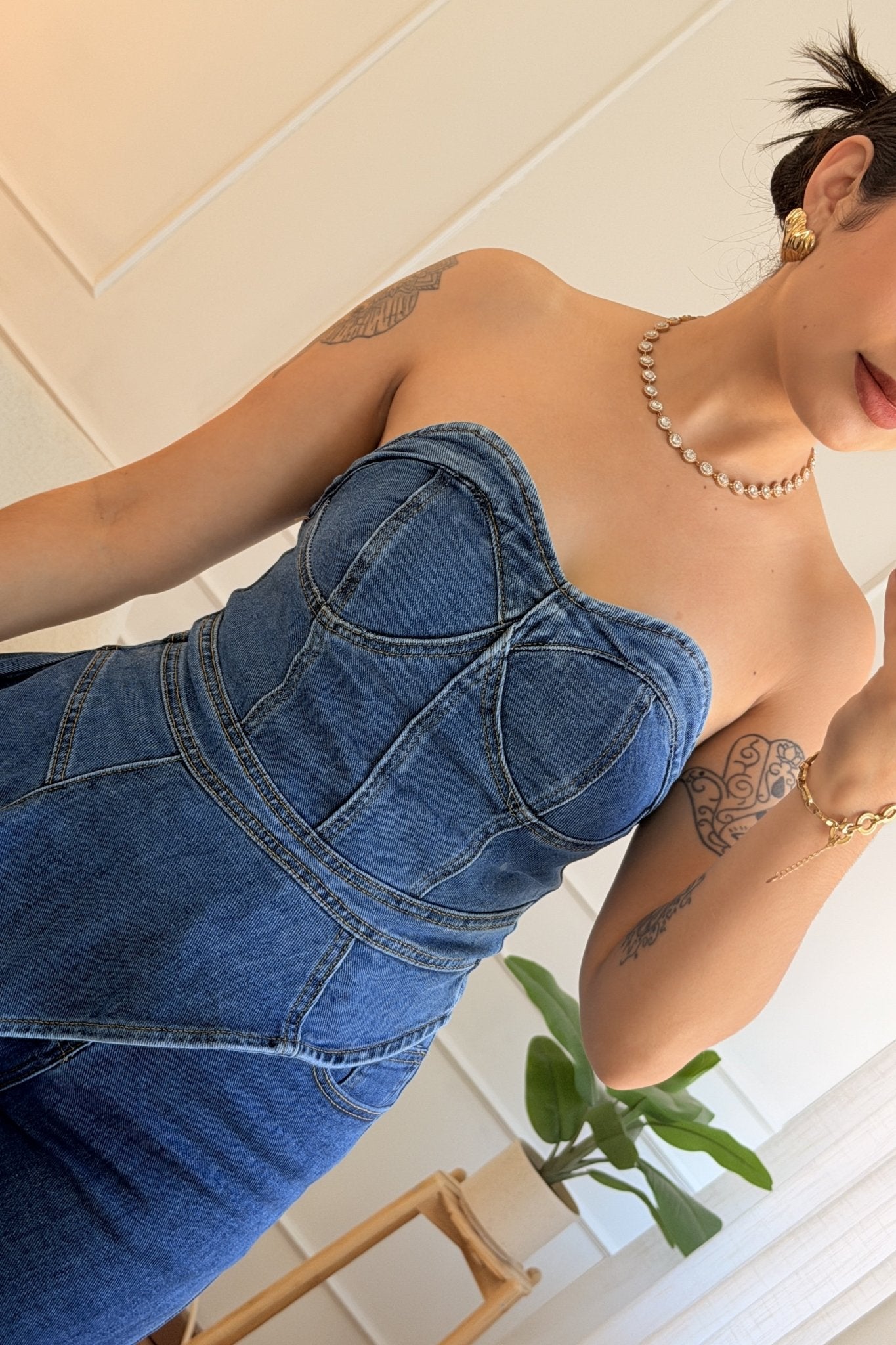Conjunto de ganga com detalhe de folho no top - lavishiochicconjuntoslavishiochic