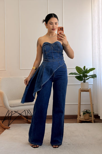 Conjunto de ganga com detalhe de folho no top - lavishiochicconjuntoslavishiochic