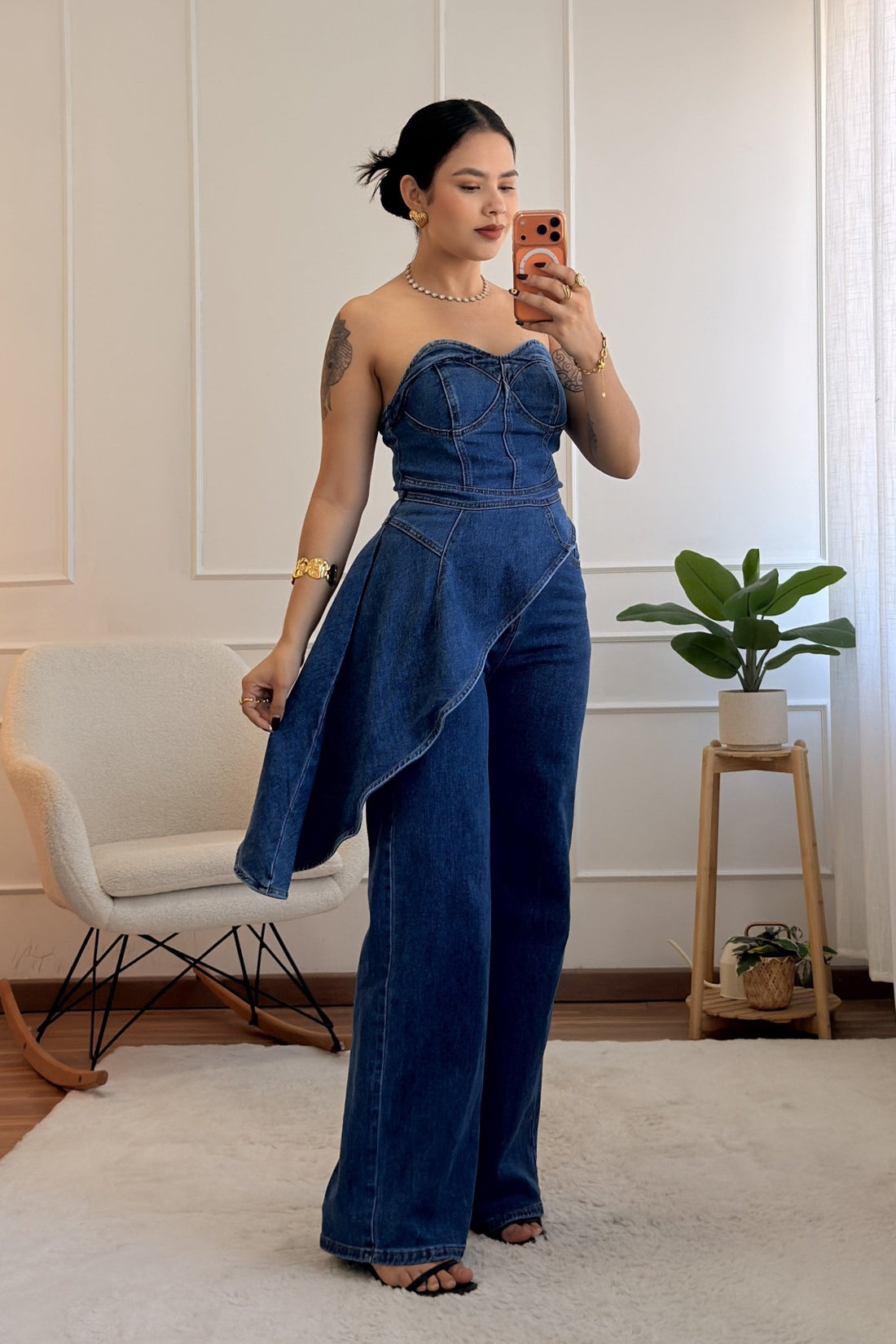 Conjunto de ganga com detalhe de folho no top - lavishiochicconjuntoslavishiochic