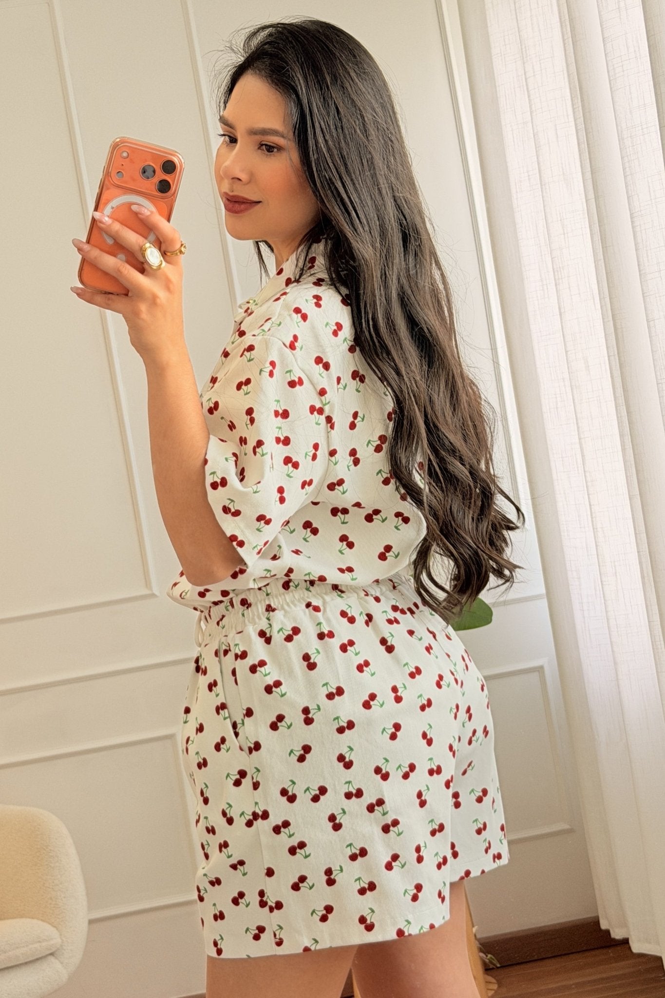Conjunto de ganga com estampa de cerejas - lavishiochicconjuntolavishiochic
