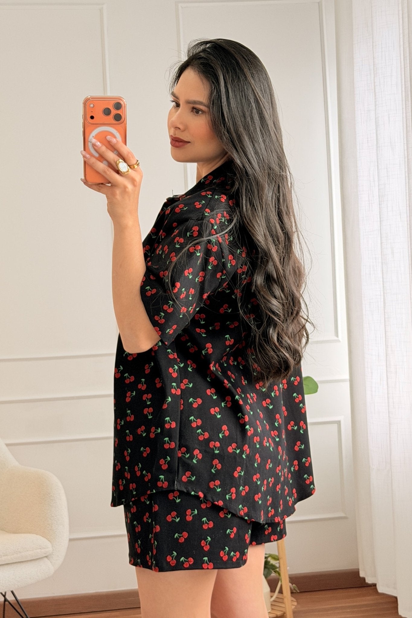 Conjunto de ganga com estampa de cerejas - lavishiochicconjuntolavishiochic