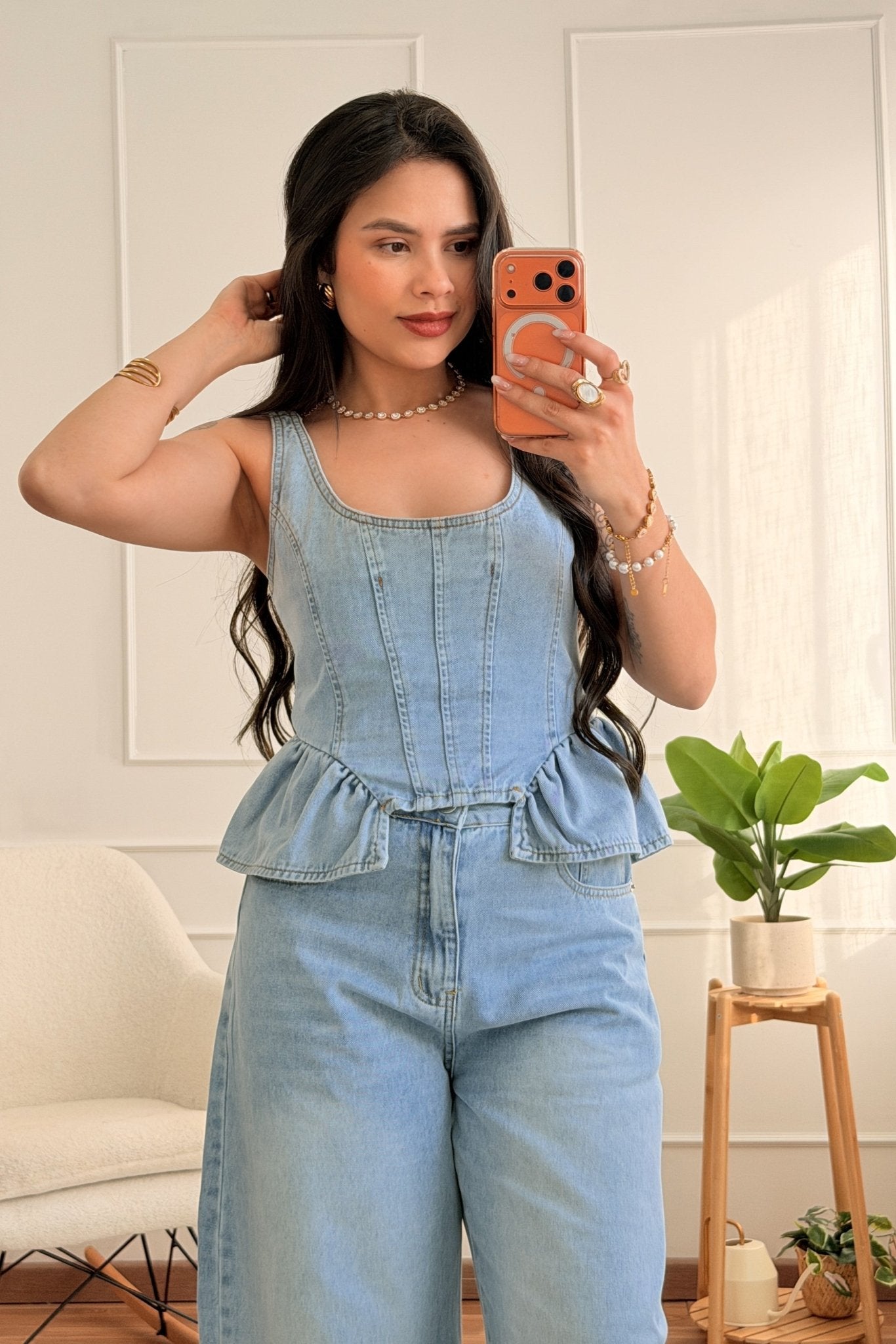 Conjunto de ganga com top e calça - lavishiochicconjuntolavishiochic