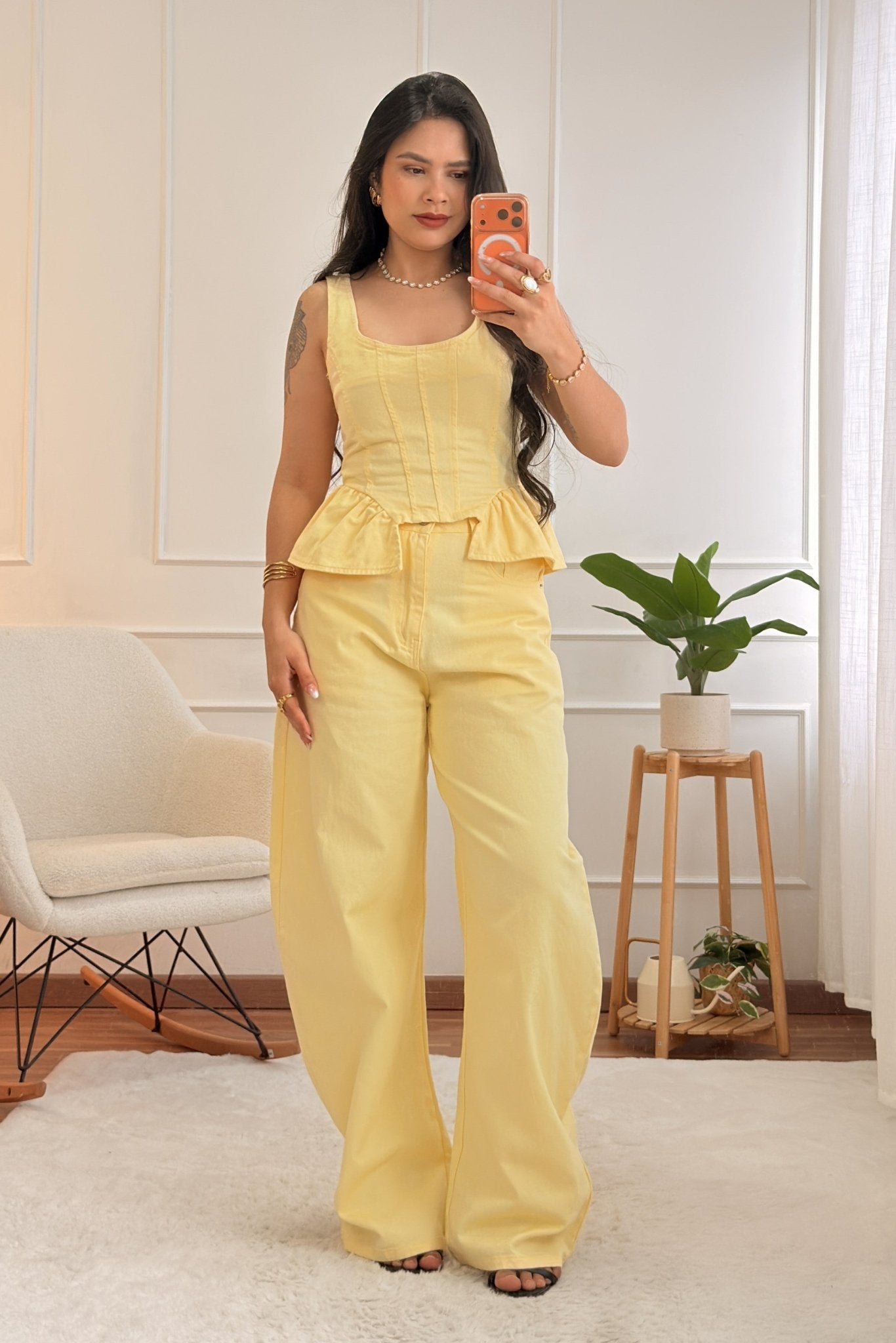 Conjunto de ganga com top e calça - lavishiochicconjuntolavishiochic