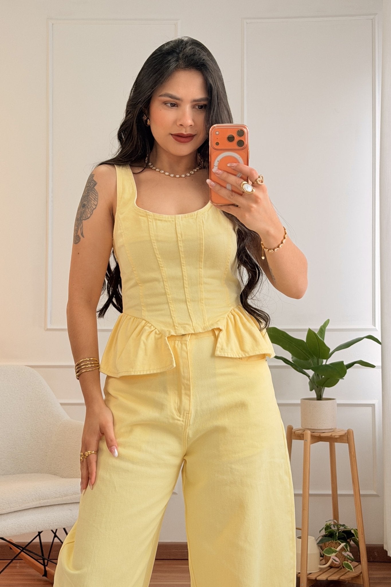 Conjunto de ganga com top e calça - lavishiochicconjuntolavishiochic