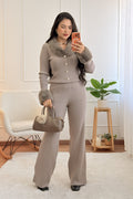 Conjunto de malha com gola de pelúcia removível - lavishiochicconjuntoslavishiochic