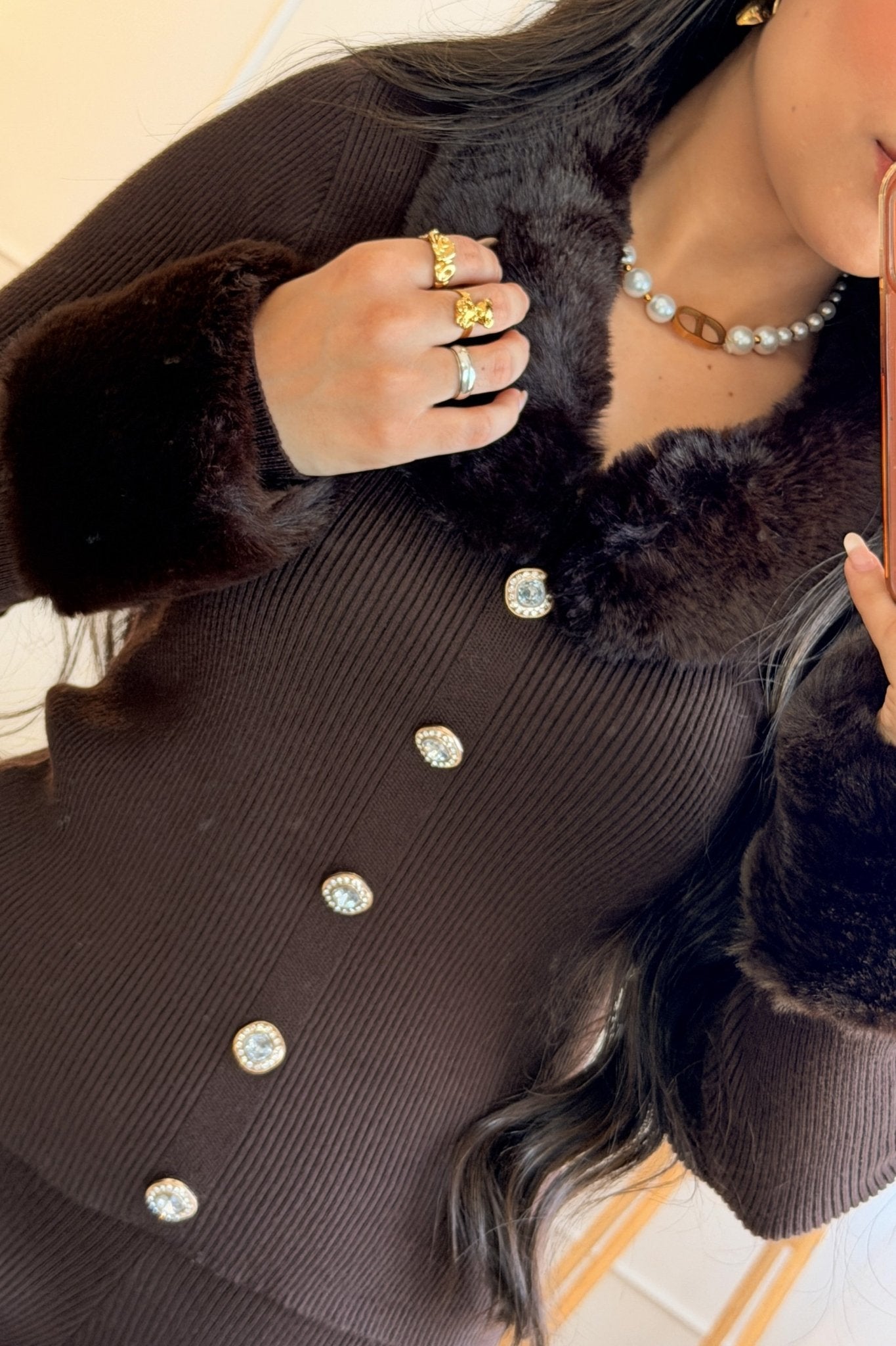 Conjunto de malha com gola de pelúcia removível - lavishiochicconjuntoslavishiochic