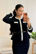 Conjunto de malha estilo tweed com saia midi - lavishiochicconjuntoslavishiochic