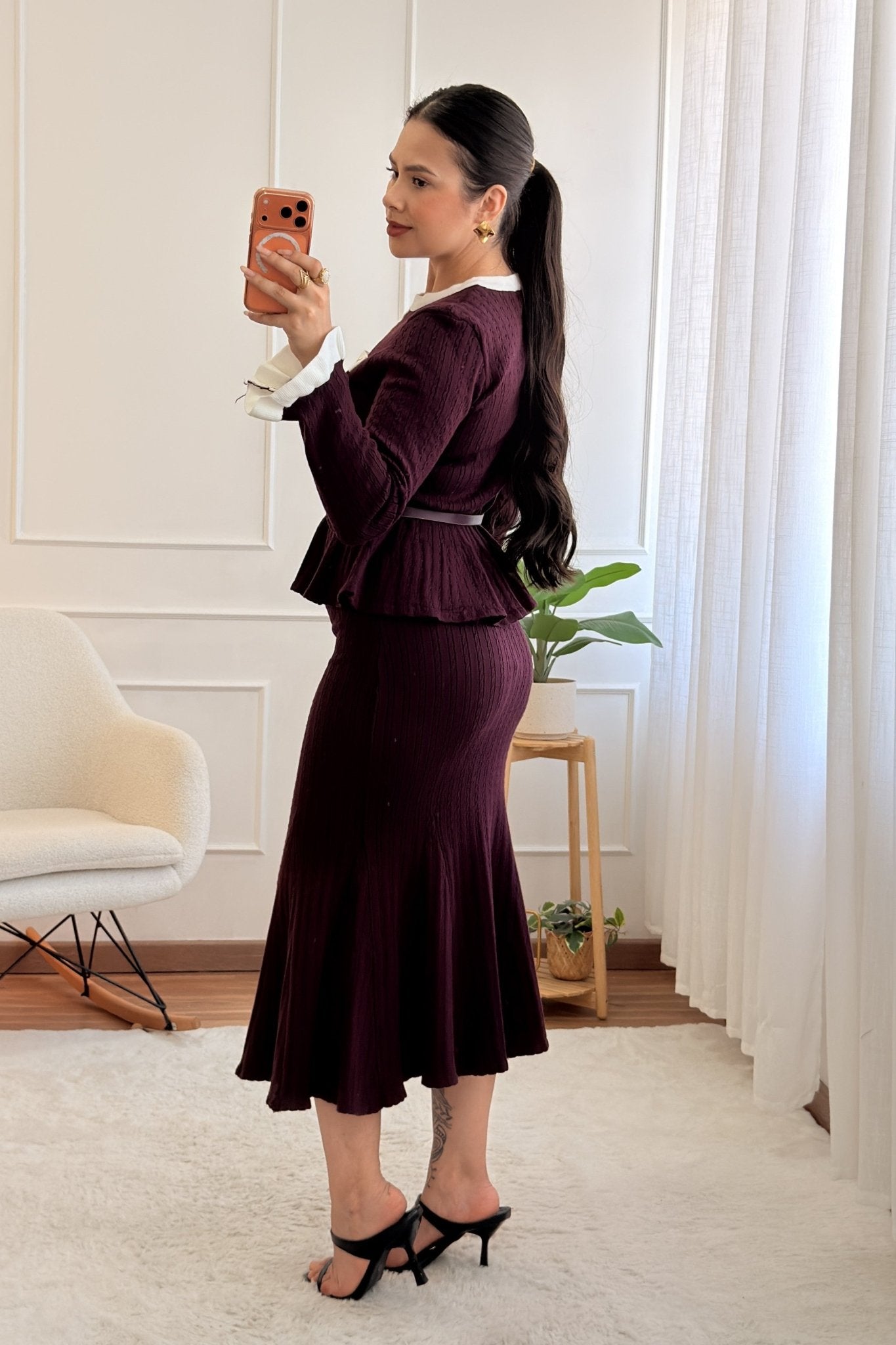 Conjunto de malha estilo tweed com saia midi - lavishiochicconjuntoslavishiochic