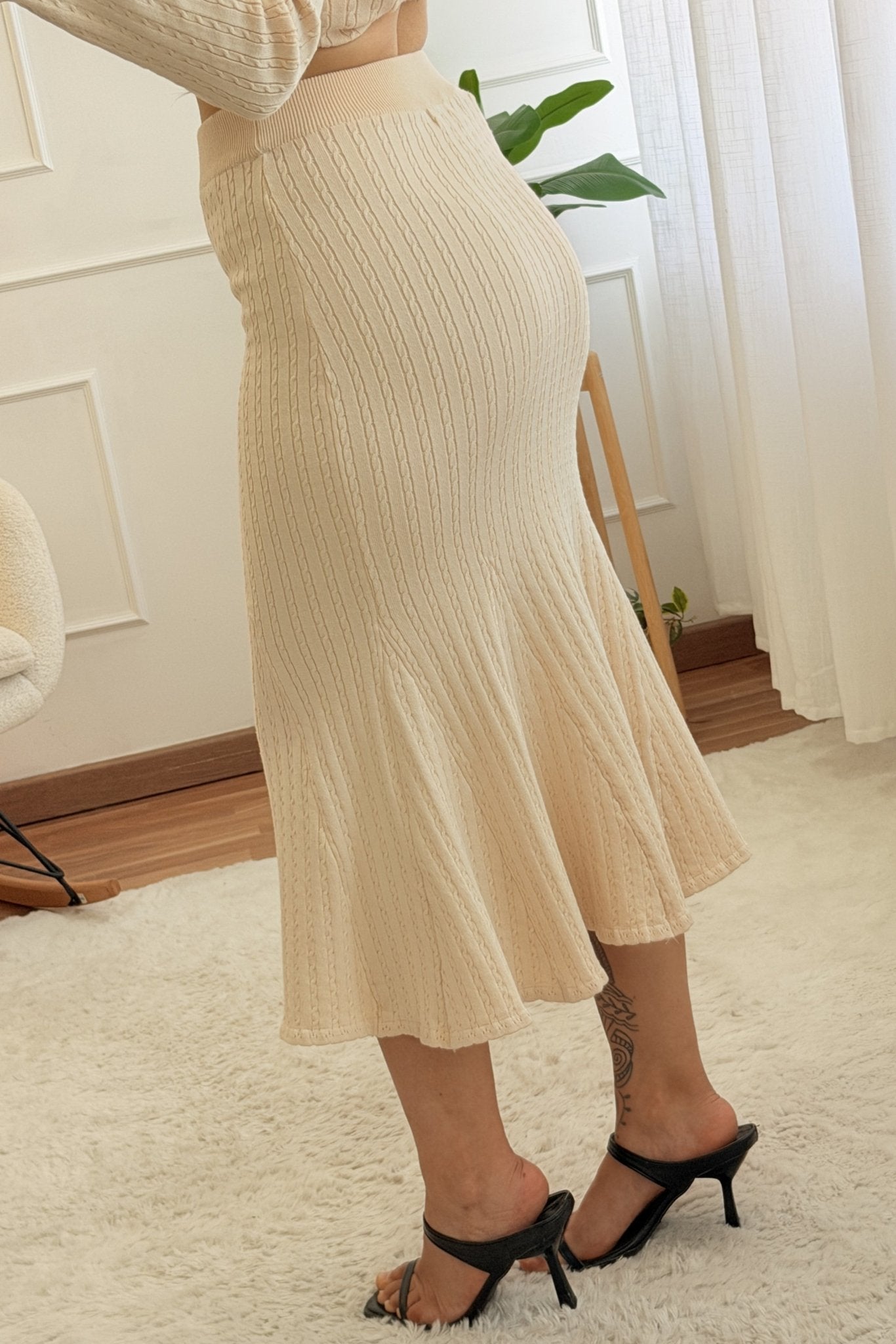 Conjunto de malha estilo tweed com saia midi - lavishiochicconjuntoslavishiochic