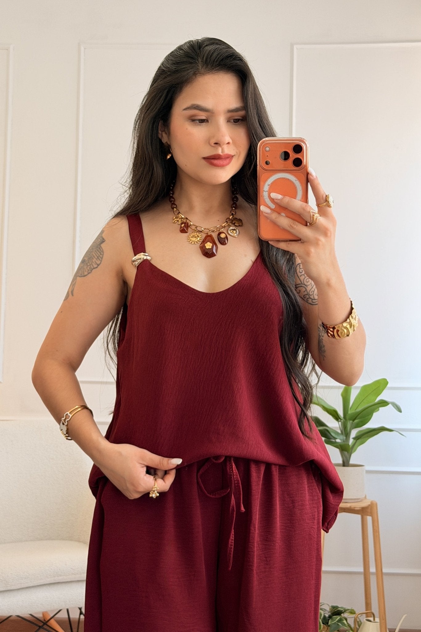 Conjunto de top e calça detalhe metálico - lavishiochicconjuntolavishiochic