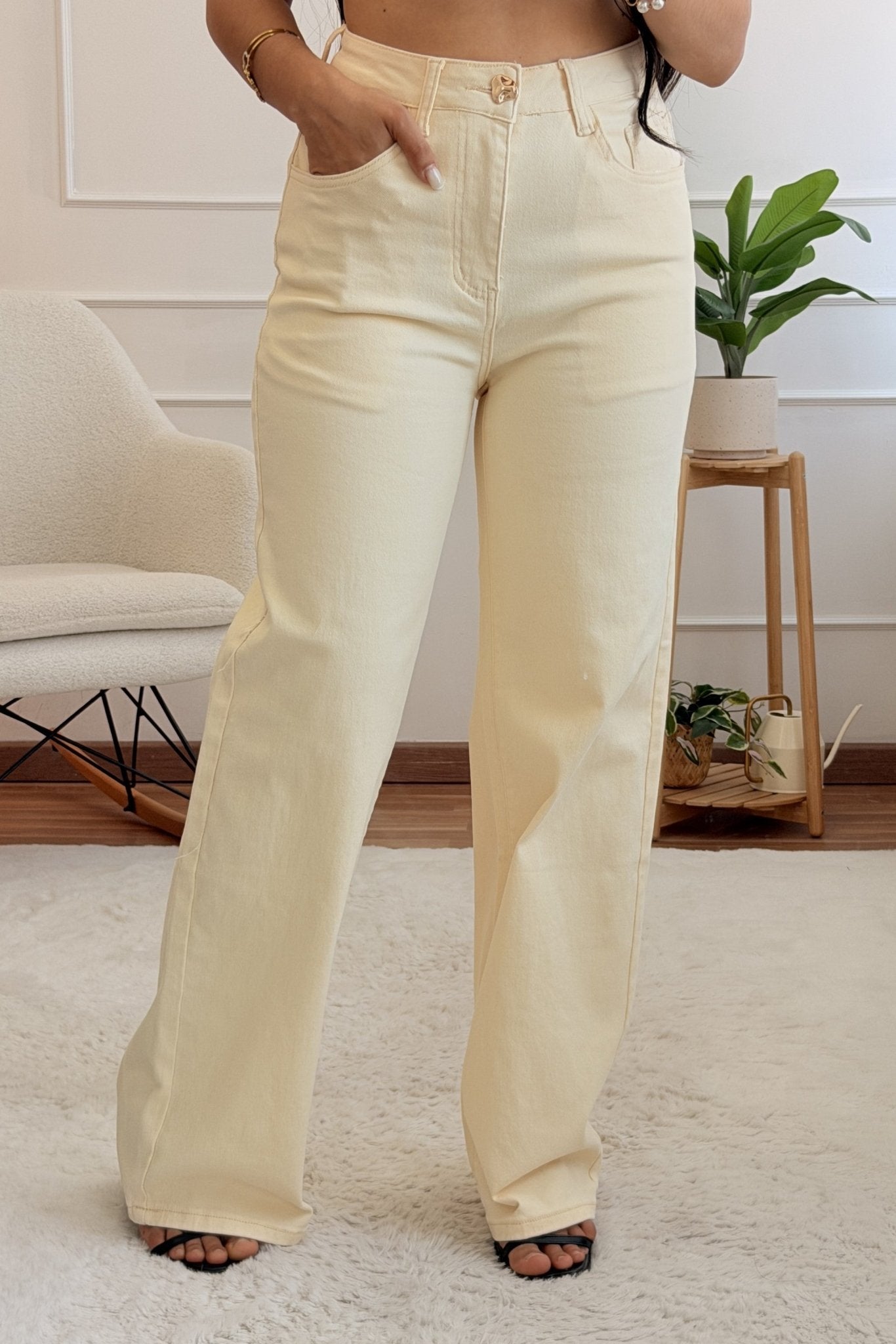 Conjunto denim colete e calça wide leg - lavishiochicconjuntolavishiochic
