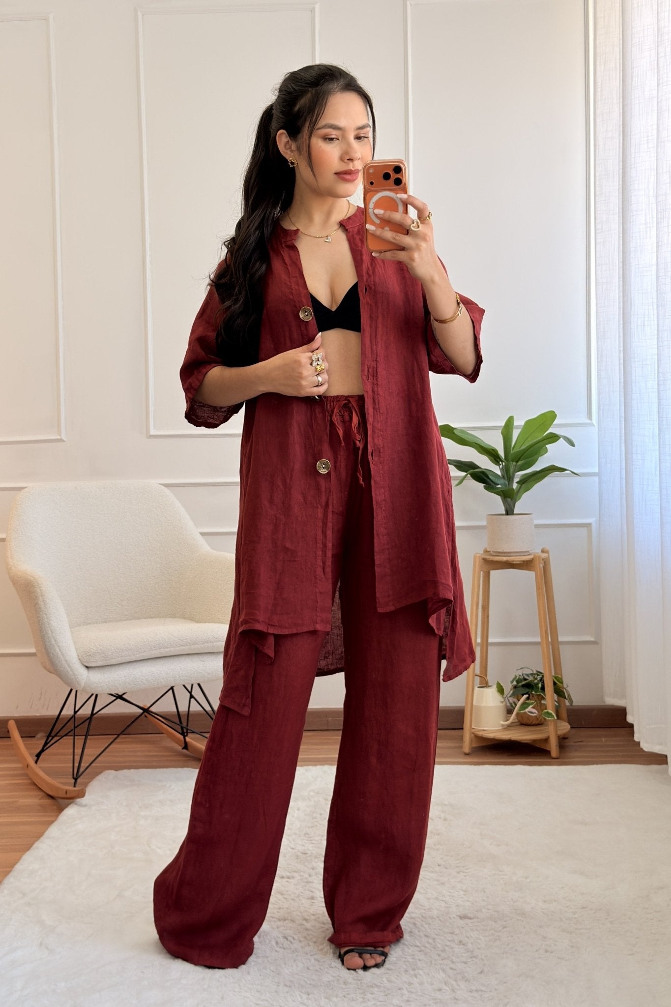 Conjunto em 100%linho camisa + calça - lavishiochicconjuntolavishiochic