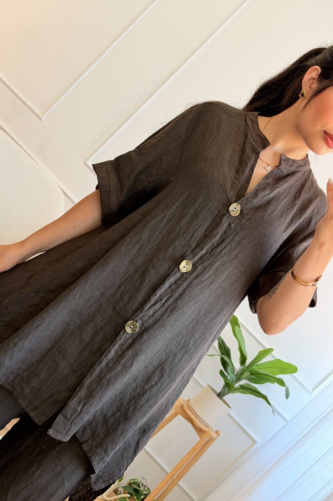 Conjunto em 100%linho camisa + calça - lavishiochicconjuntolavishiochic