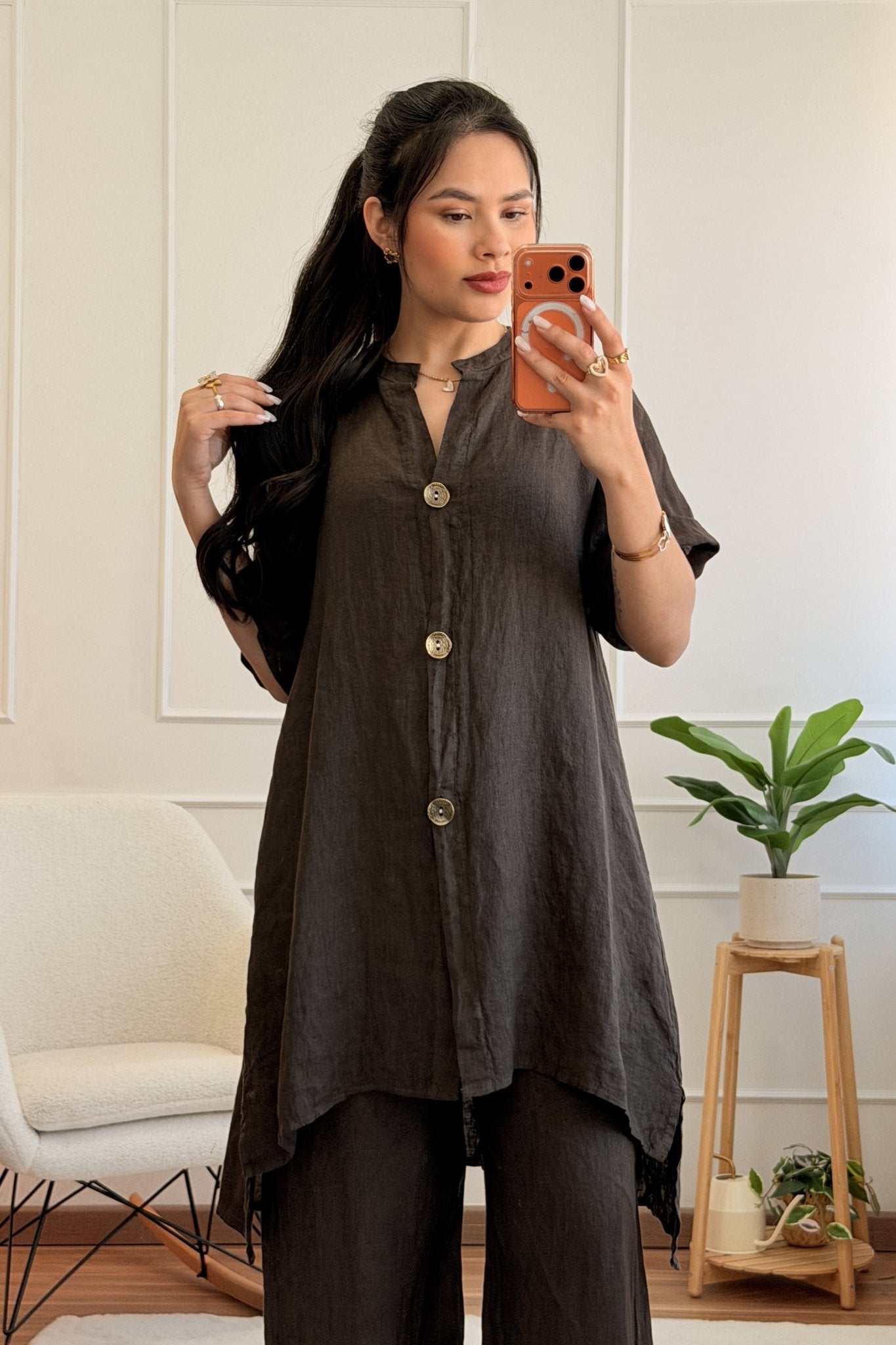 Conjunto em 100%linho camisa + calça - lavishiochicconjuntolavishiochic