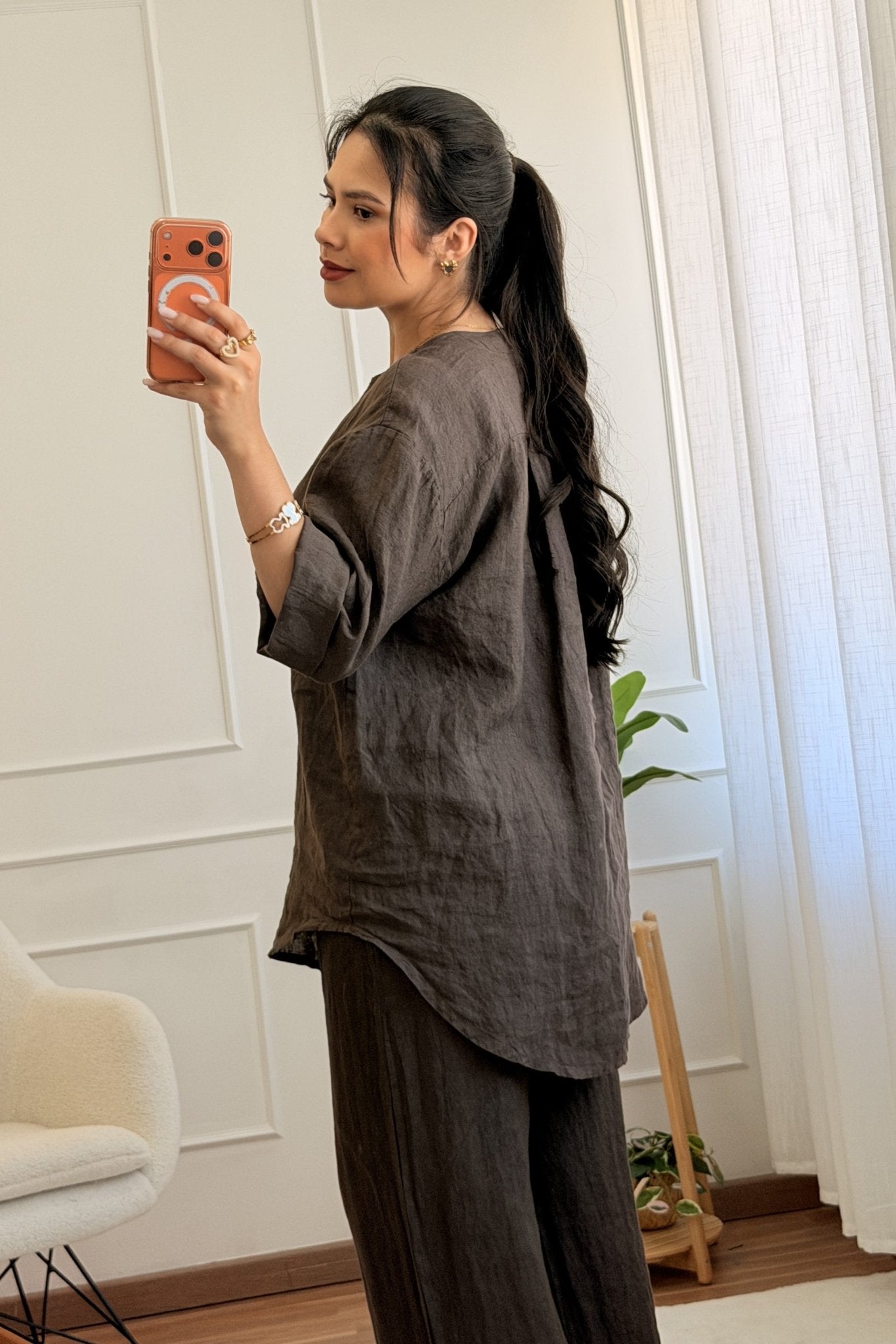 Conjunto em 100%linho com camisa e calça - lavishiochicconjuntolavishiochic