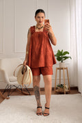 Conjunto em bordado inglês top evasê e calção - lavishiochicconjuntolavishiochic
