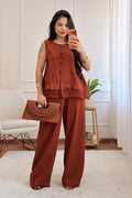 Conjunto em linho 100% com detalhe de renda MOCHY - lavishiochicconjuntoMochy