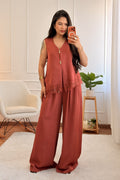 Conjunto fluido com calça de cintura alta ELLI WHITE - lavishiochicconjuntosELLI WHITE