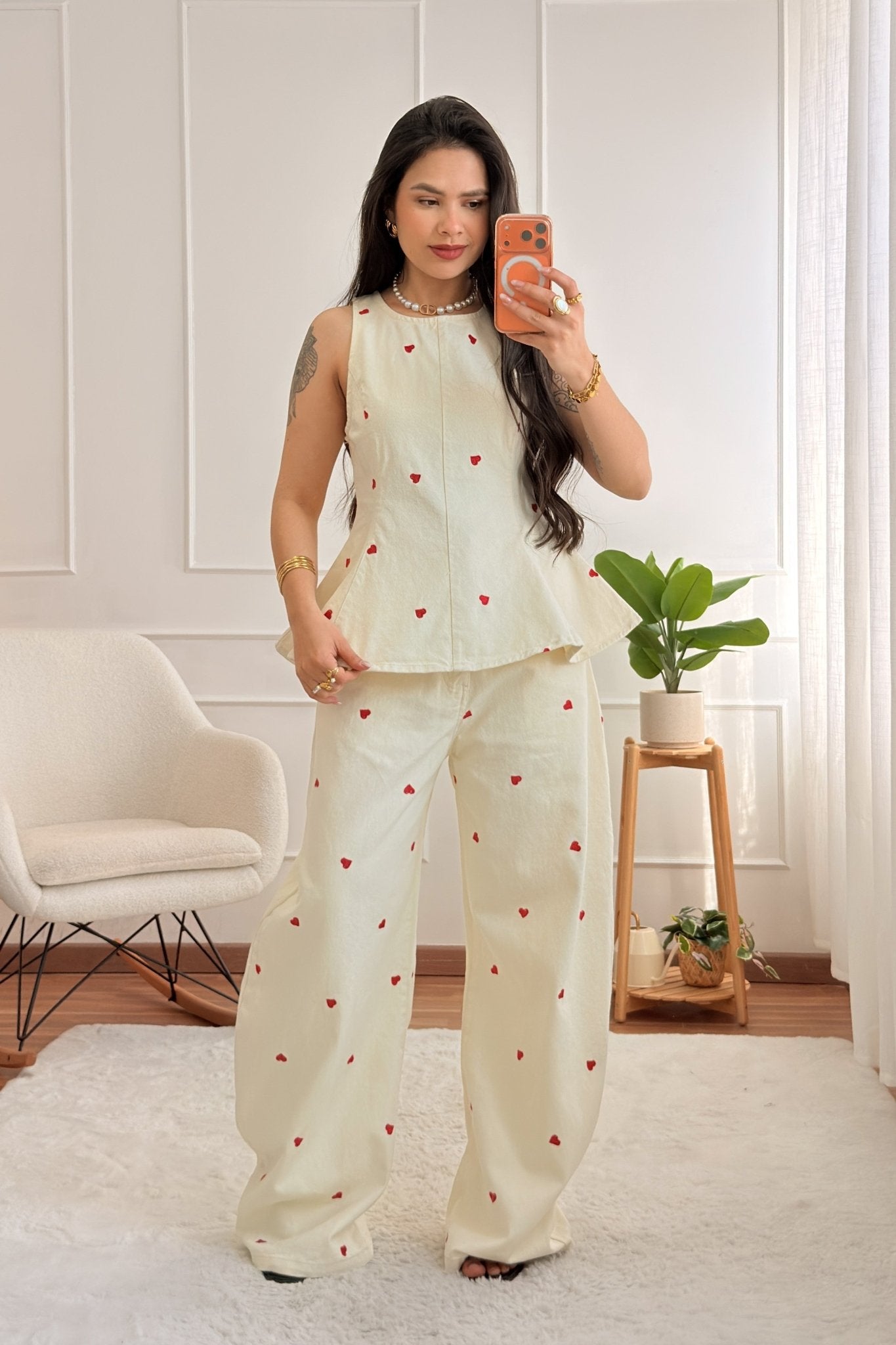 Conjunto ganga bordado corações MOCHY - lavishiochicconjuntoMochy