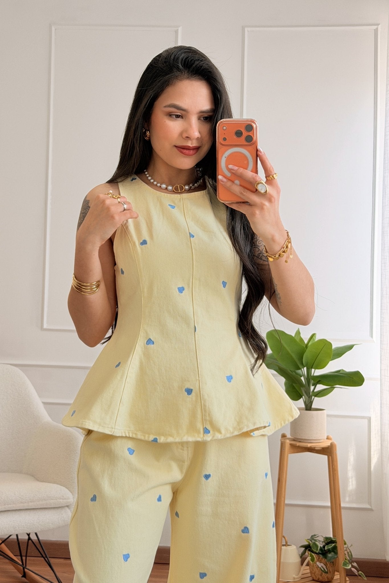 Conjunto ganga bordado corações MOCHY - lavishiochicconjuntoMochy