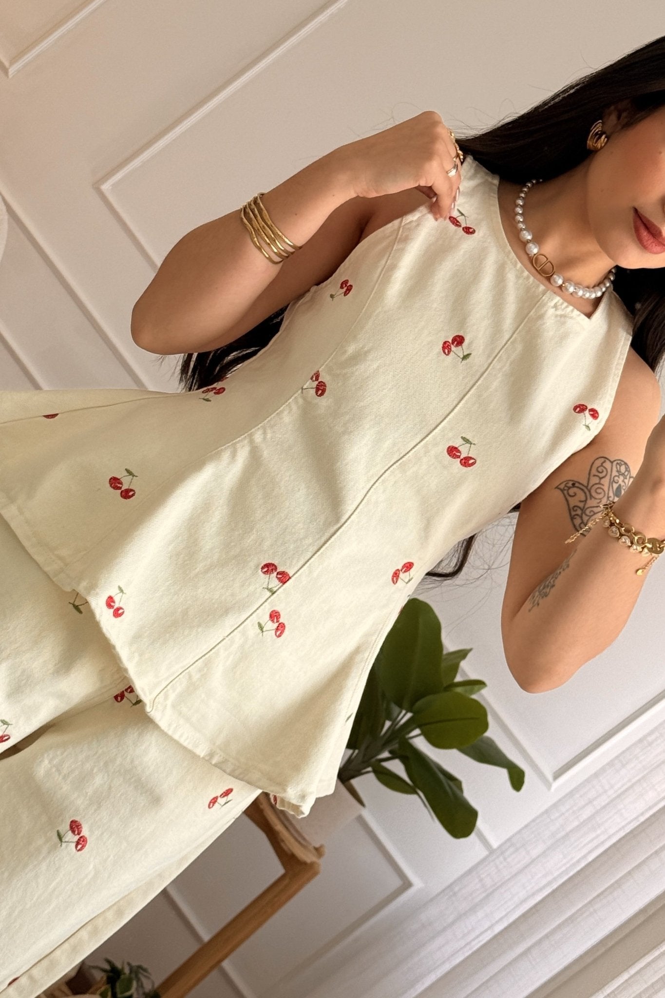 Conjunto ganga bordado de cerejas - lavishiochicconjuntolavishiochic