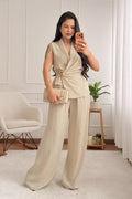 Conjunto linho colete e calça com cinto - lavishiochicconjuntolavishiochic
