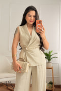 Conjunto linho colete e calça com cinto - lavishiochicconjuntolavishiochic