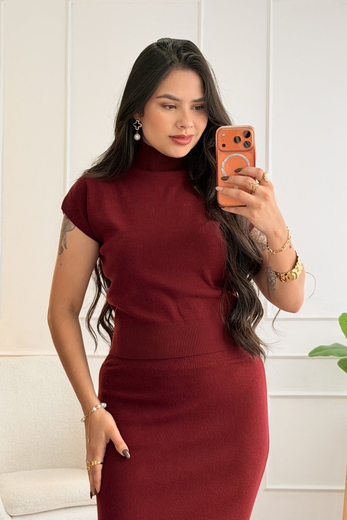 Conjunto malha gola alta + saia midi - lavishiochicconjuntolavishiochic