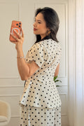Conjunto pantalona poá em linho 100% MOCHY - lavishiochicconjuntoMochy
