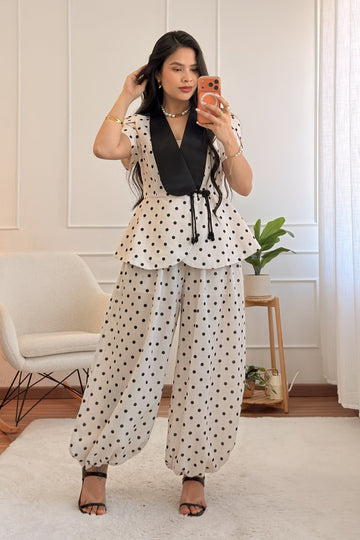 Conjunto pantalona poá em linho 100% MOCHY - lavishiochicconjuntoMochy
