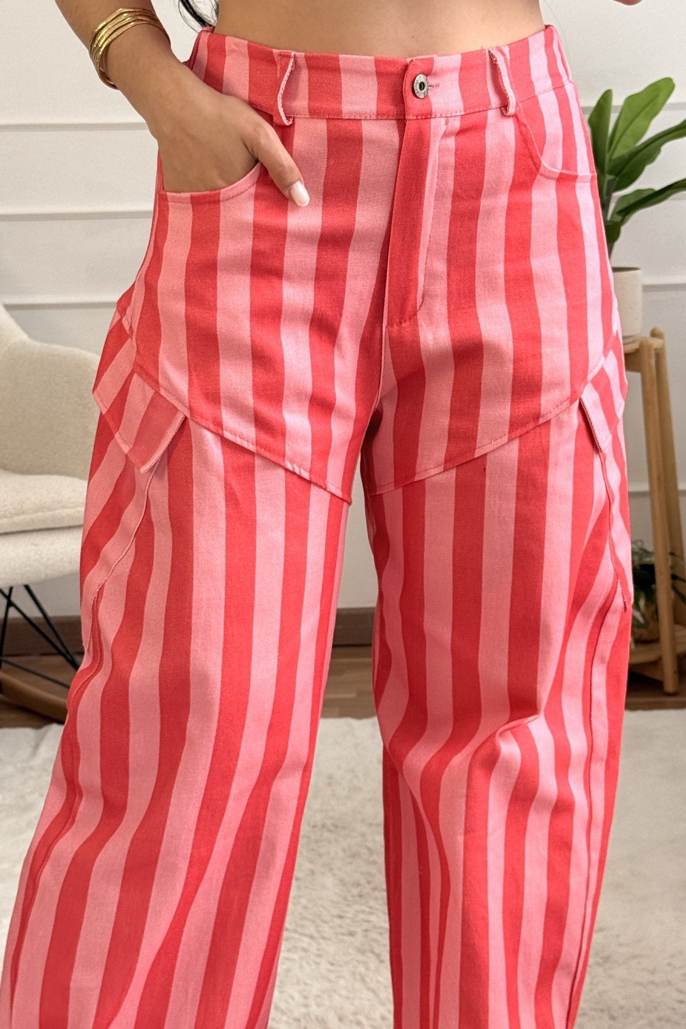 Conjunto top e calça às riscas - lavishiochicconjuntolavishiochic