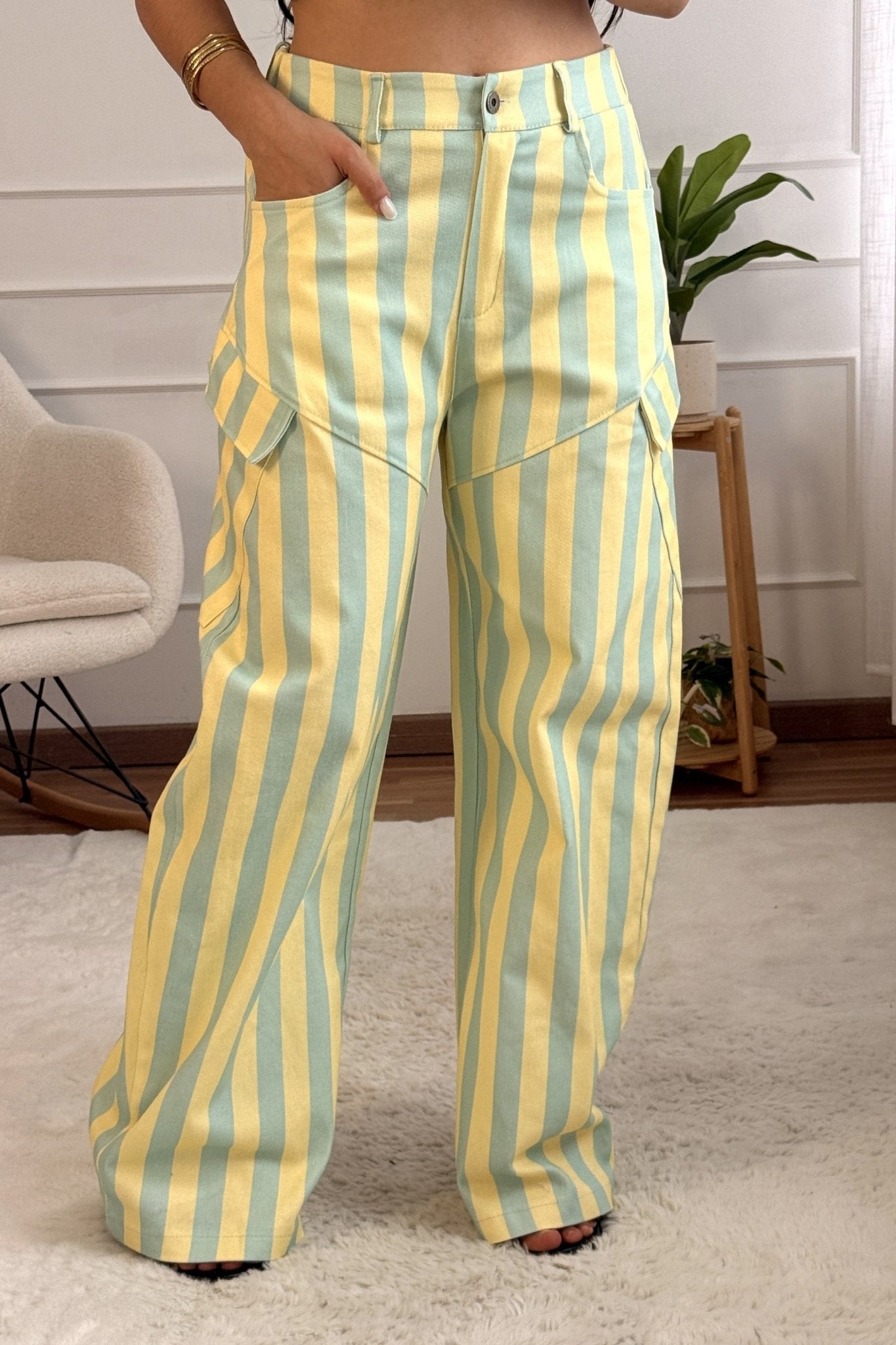 Conjunto top e calça às riscas - lavishiochicconjuntolavishiochic