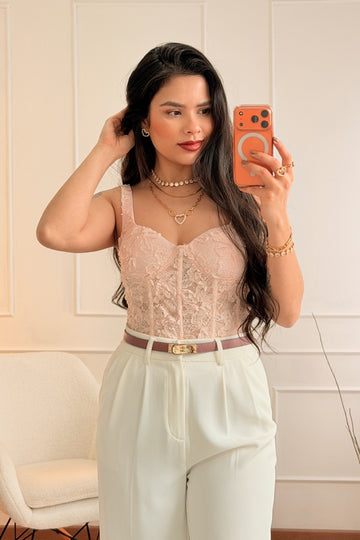 Corset Romântico com Renda e Flores 3D VERA LUCY - lavishiochicTOPVera Lucy