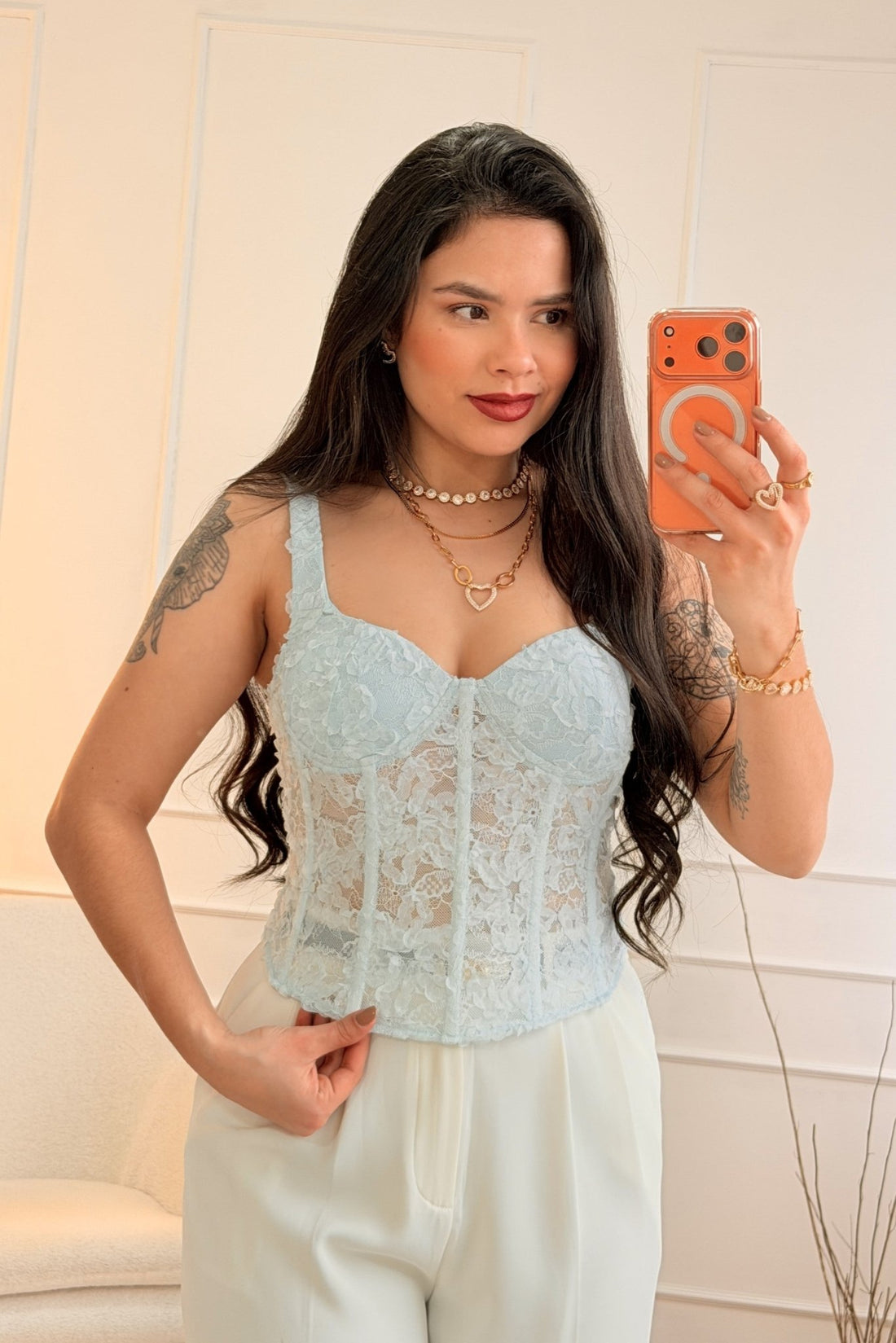 Corset Romântico com Renda e Flores 3D VERA LUCY - lavishiochicTOPVera Lucy