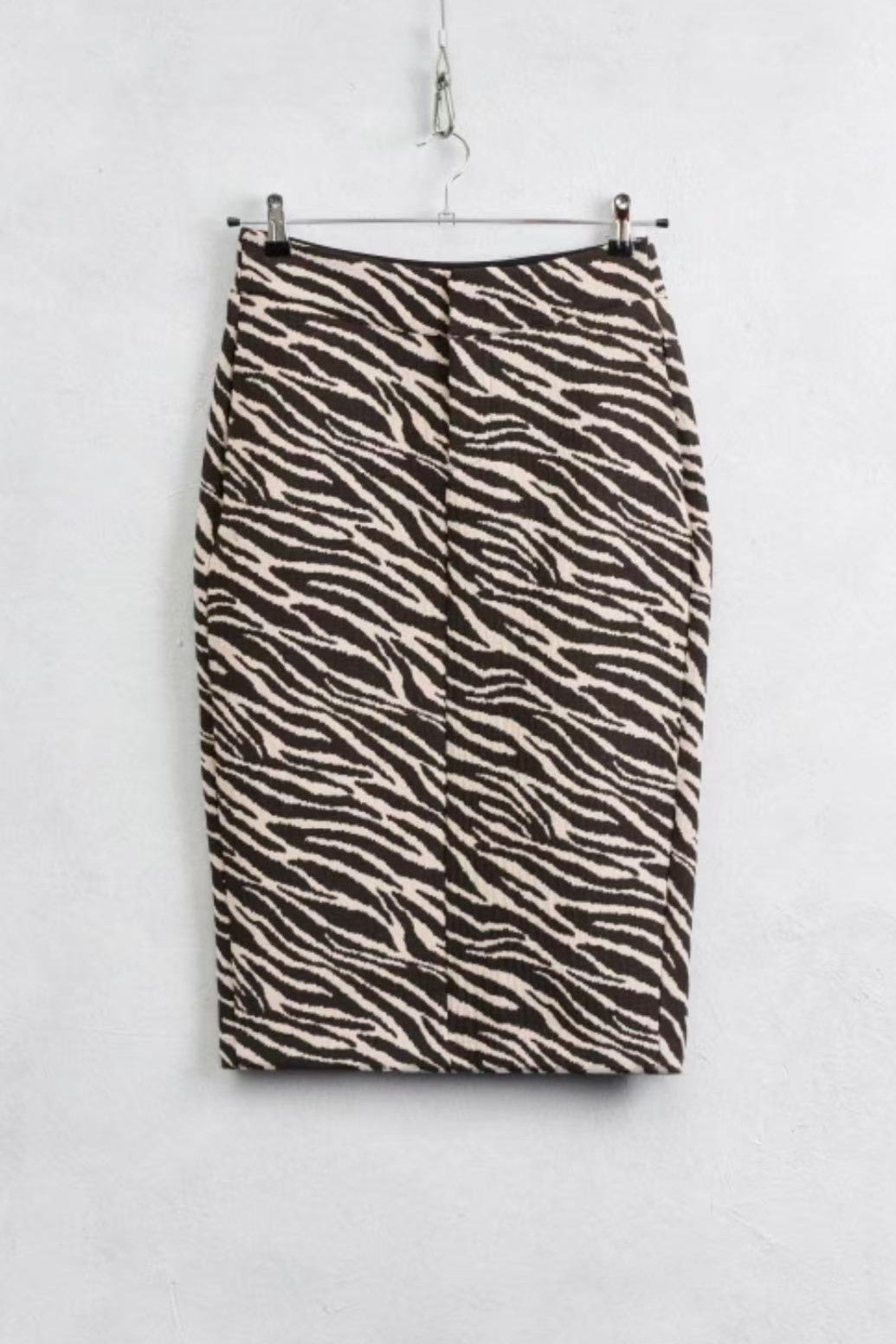 Saia midi estampa de zebra LUMINA