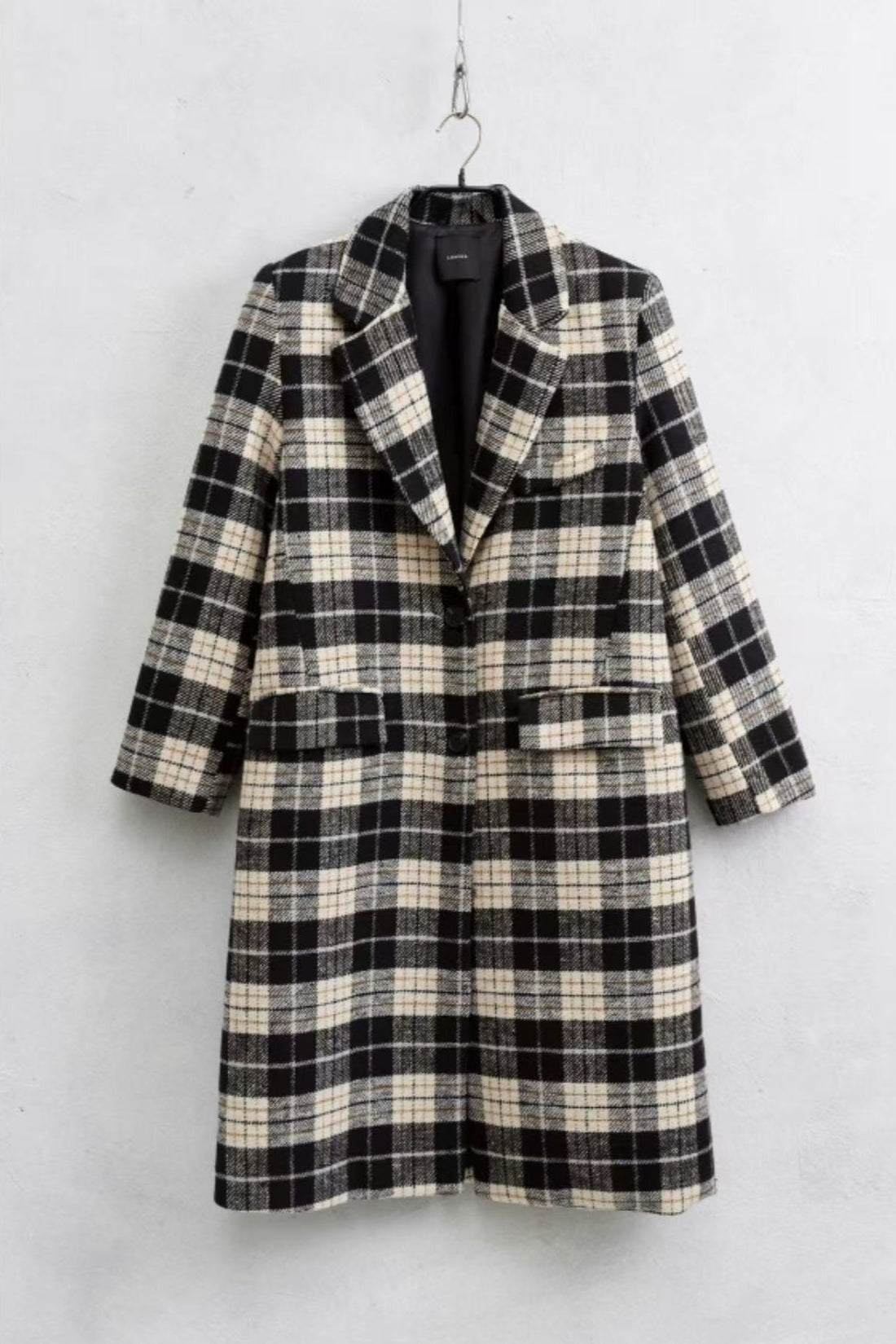 Casaco comprido padrão tartan LUMINA